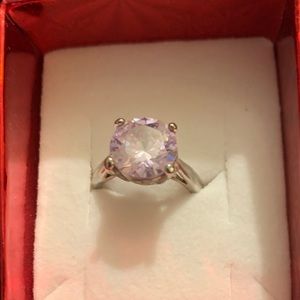 Silver with Pink Stone Ring size 6